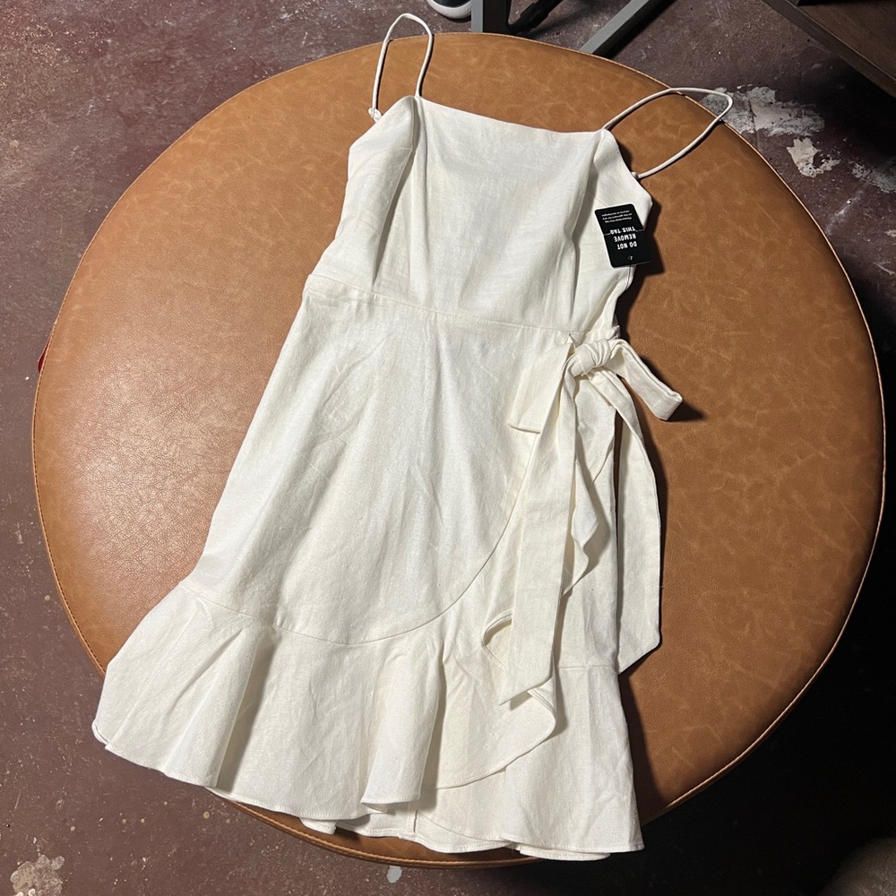 Elegant Cream Wrap Dress